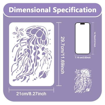 Jellyfish Stencil, Ocean Animal Reusable Painting Template - style: Jellyfish