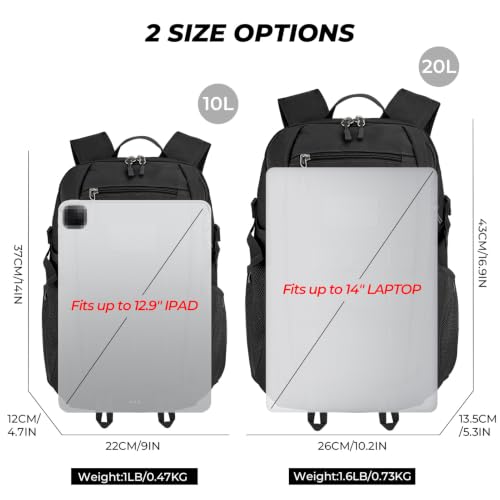 ArcEnCiel 10L/20L Mini X-Small Tactical Backpack MOLLE Daypack Gear Pack Camping Bag with Patch - color: Black, size: 10L