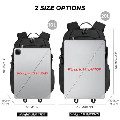 ArcEnCiel 10L/20L Mini X-Small Tactical Backpack MOLLE Daypack Gear Pack Camping Bag with Patch - color: Black, size: 20L
