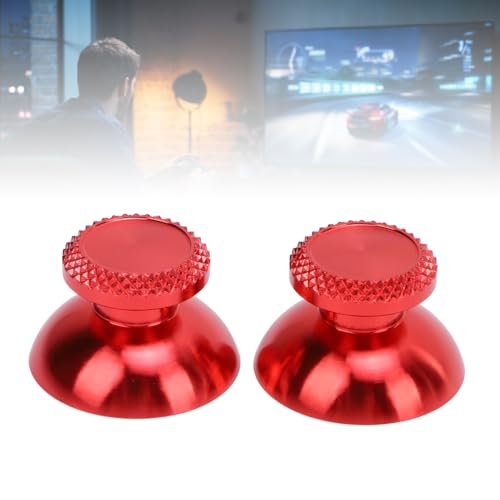 Pomya Thumbsticks for Controller, 2Pcs Metal Thumb Grip Replacement for Handheld Game Console, Aluminum Alloy Analog Thumb Sticks Accessories (Red) - color: Red