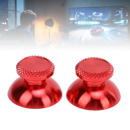 Pomya Thumbsticks for Controller, 2Pcs Metal Thumb Grip Replacement for Handheld Game Console, Aluminum Alloy Analog Thumb Sticks Accessories (Red) - color: Red