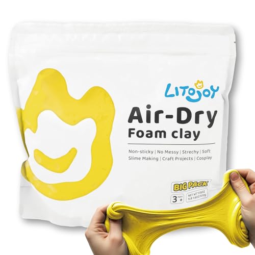 Yellow Air Dry Foam Clay 1.1lbs/500g, Soft & Easy to Mold - color: Yellow