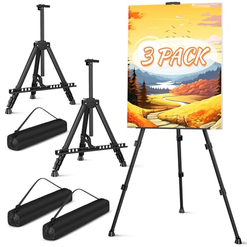 Art Painting Tripod Easel Stands, Portable Adjustable Display Artist Easels - style: Black-3pack