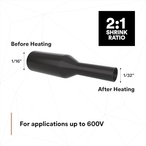 3M Heat Shrink Thin-Wall Tubing FP-301, Black, Assorted Kit with 102 Tubes