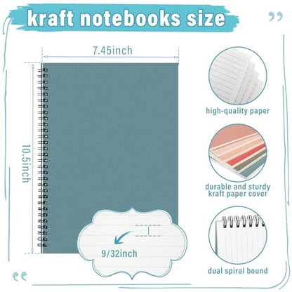Fuutreo 6 Pack Spiral Notebook 10.5x7.45 Notebook,Retro Series,Classical - color: Retro Series
