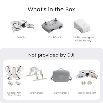DJI Flip (RC-N3) Bundle, Drone With 4K UHD Camera for Adults, Under 249 g, 3-Axis Gimbal Stabilization, Propeller Arm Fixed Clamp,Landing Gear,Carrying Case,Drone Strobe Light