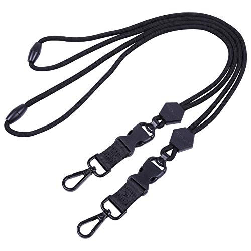Wisdompro 2 Pack 23" Lanyard with Safety Breakaway Buckle - Black and Black - color: Black, Black, size: 23 inches