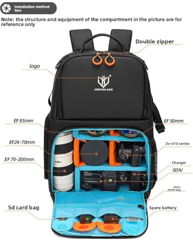 Camera Backpack, Large Capacity Outdoor DSLR Backpack, Compatible with 15.6-Inch Laptops, Green - color: 9013-green