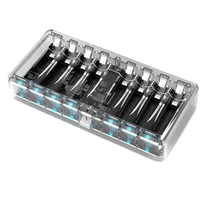 AA AAA Battery Charger for Rechargeable AA AAA Battery, Charger only - size: 8 Bay Charger - transparent