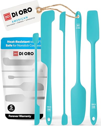 DI ORO Silicone Jar Spatula Set - 600F Heat Resistant, 5-Pc Teal - color: Teal