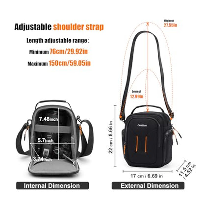 Cwatcun Compact Camera Sling Bag, Padded Crossbody Case for DSLR/Mirrorless - size: Small