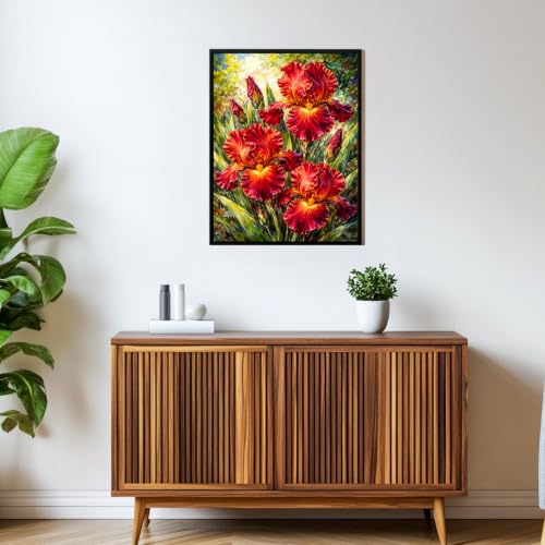 xcemhil Flower Diamond Art Kits for Adults, Iris 5D Diamond Painting Kits - color: 11-Flower, size: 12x16 inch