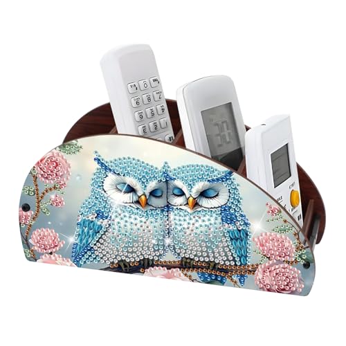 JISHSHAY Diamond Painting Remote Control Holder Owl Diamond Art Remote Holder Animal Gem Art Organizer Box Gem Painting Organizer Case Embroidery Storage Case Mosaic Kits for Adults Storage Box - color: Owl 1
