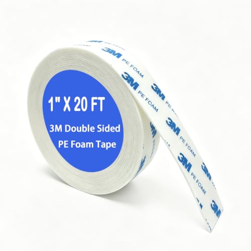 3M Double Sided Tape 1in x 20ft, 1600T Heavy Duty Mounting Tape for Wall, Waterproof Foam Tape for Outdoor & Indoor Use Picture Hanging, Poster, Car Trim, Removable and Damage Free - size: 1"X20ft, 1 Roll