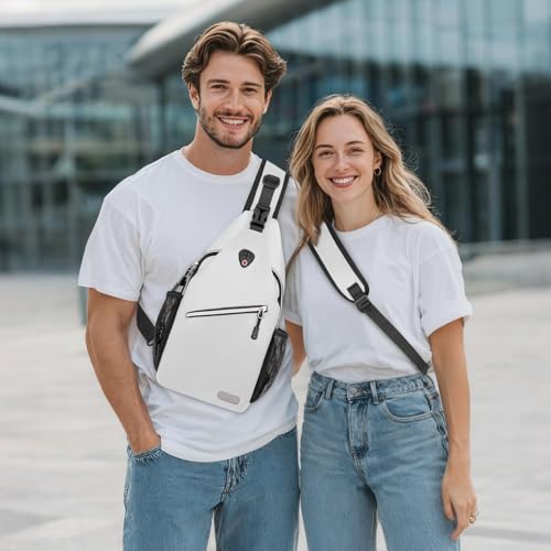 MOSISO Small Sling Bag for Men, Crossbody Shoulder Chest Daypack Bag - color: Ivory White