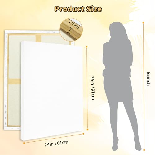 2-Pack 24x36 Stretched Canvas 13.4oz Warp-Resistant for Oil & Acrylic - size: 2pk - 24"x 36"