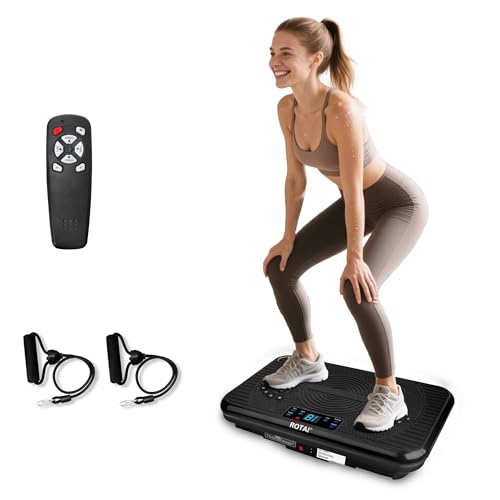 ROTAI Vibration Plate Exercise Machine for Lymphatic Drainage Massager & Weight Loss, 400 lbs Capacity Whole Body Vibrating Shake Plate Workout for Women and Men - color: Bright Black