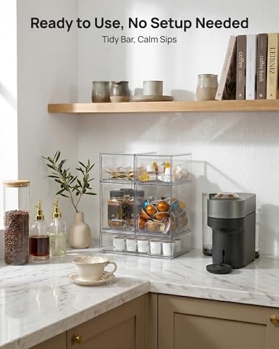 Vtopmart Clear Stackable Storage Drawers Set of 7, Plastic Organizer Bins - style: 4 Small+2 High+1 Wide