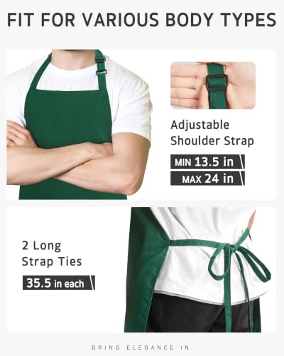Syntus Chef Apron for Men Women with Pockets, Thick Grilling BBQ Apron - color: Dark Green