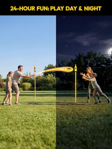 A11N SPORTS LED Disc Toss Game Set with Glowing Poles & 10.5" Disc
