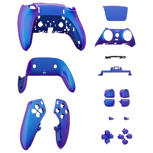 eXtremeRate Full Set Shell with Buttons Touchpad Compatible with ps5 Edge Controller, Chameleon Purple Blue Replacement Decorative Trim Shell Front Back Plates Compatible with ps5 Edge Controller - color: Chameleon Purple Blue