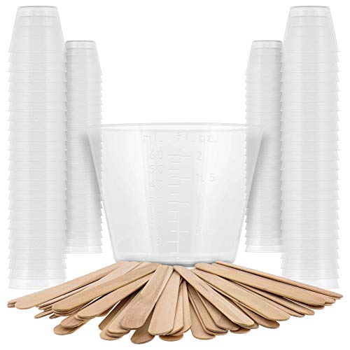Pouring Masters 2 Oz (60 ml) Liquid Measuring Cups, 100 Pack with 25 Sticks - size: 2-Ounce - Cup