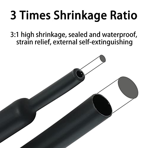 3:1 Marine Grade Dual Wall Heat Shrink Tubing Roll 3/4" 30ft Black - size: 3/4 inches(19.1 mm), style: 30 Feet
