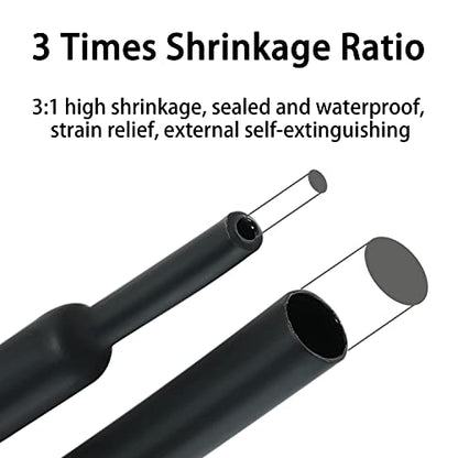 3:1 Marine Grade Dual Wall Heat Shrink Tubing Roll 1" 10ft Black - size: 1 inch(25.4 mm), style: 10 Feet