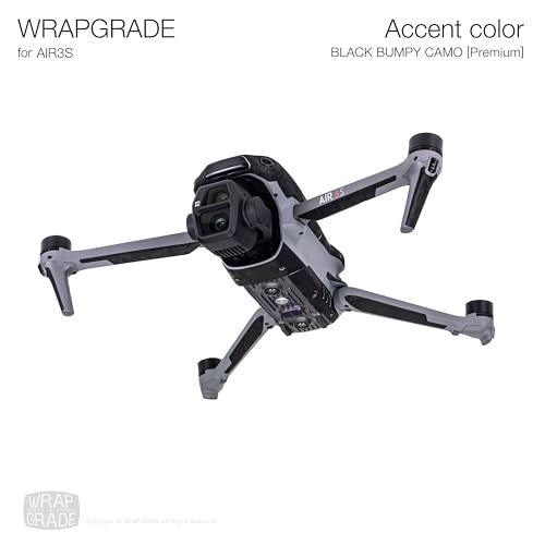 WRAPGRADE Skin Decal Sticker Accent Color Compatible with DJI Air 3S (Black Bumpy Camo) - color: Black Bumpy Camo