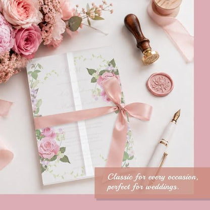 Goefun 120 Pack Pre-Folded Floral Vellum Paper 5x7 with Pink Rose Pattern - color: pattern-pink rose, size: 5x7-120pcs