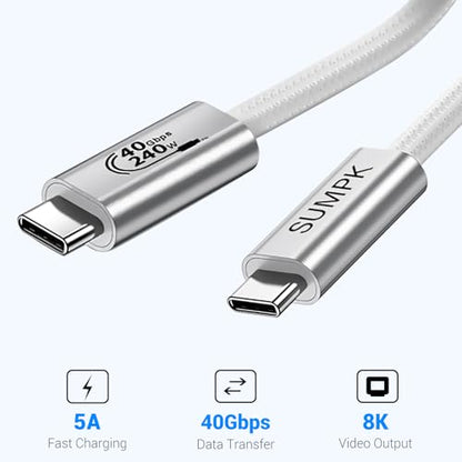 USB4 Cable 6 inch(20cm), 240W Short USB C to USB C, 2 Packs - size: 6 inch