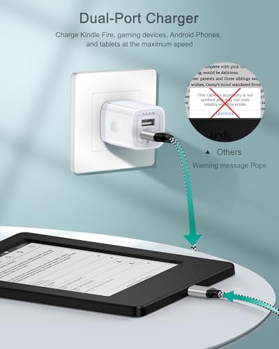 Fast Wall Charger Adapter with Android Micro USB Cable Plug Cube for Kindle - color: White, style: Micro