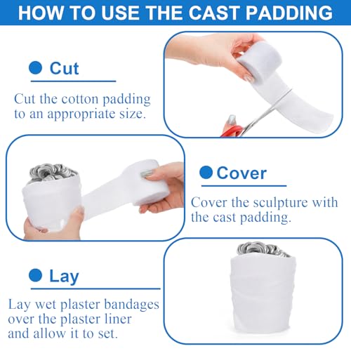 Coloch 48 Rolls Cast Padding, Soft Cotton Undercast Padding Gauze Bandage Wrap Roll Use with Plaster Cloth Individually Packed for Crafts, Body Casts, Mask Making & Art Projects, 2" x8.8ft