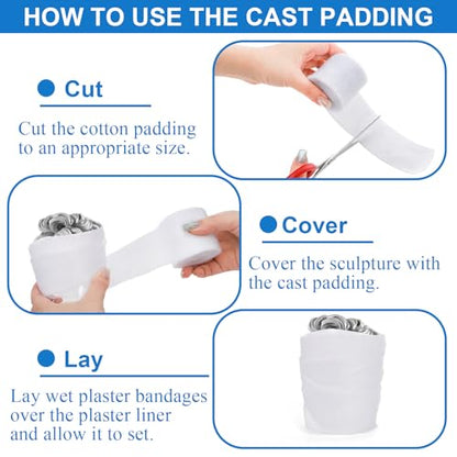 Coloch 48 Rolls Cast Padding, Soft Cotton Undercast Padding Gauze Bandage Wrap Roll Use with Plaster Cloth Individually Packed for Crafts, Body Casts, Mask Making & Art Projects, 2" x8.8ft