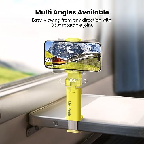 Klearlook 4 in 1 Adjustable Phone Stand - 360 Rotation Handsfree Viewing, Foldable Travel Essentials, Accessory for Flight/Home/Office - Yellow - color: Lemon Yellow