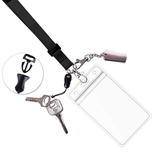 AMUU 6 Pcs Lanyards with Vertical ID Badge Holder - color: 6 Pack Black Lanyard With Badge Holder