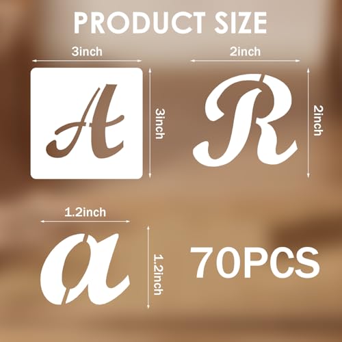 2 Inch Alphabet Stencils – 70 PCS Reusable Letter, Number & Symbol Templates for Painting on Wood, Chalkboards, Wall Art, and DIY Crafts