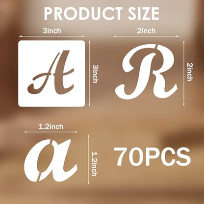 2 Inch Alphabet Stencils – 70 PCS Reusable Letter, Number & Symbol Templates for Painting on Wood, Chalkboards, Wall Art, and DIY Crafts