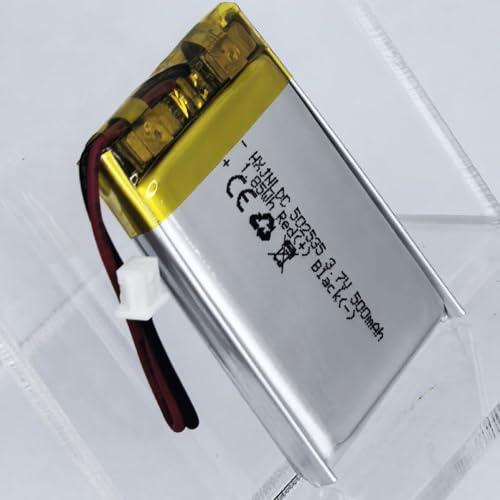 DC 3.7V 500mAh 502535 Rechargeable Lithium Polymer Battery, Suitable for DIY 3.7-5V Electronic Products with Built-in 2-Wire Battery Replacement and LED Lights