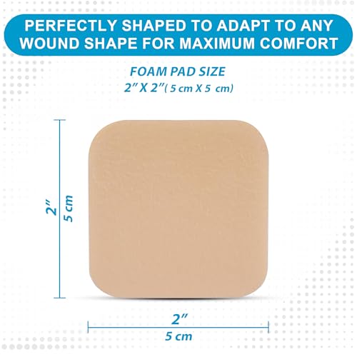 MedVance Waterproof Non-Adhesive Foam Dressing w/o Border, 2"x2", Box of 5 - size: 2"x2" Standard 5 Pack