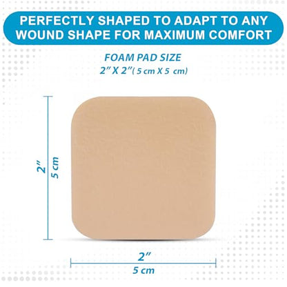 MedVance Waterproof Non-Adhesive Foam Dressing w/o Border, 2"x2", Box of 5 - size: 2"x2" Standard 5 Pack