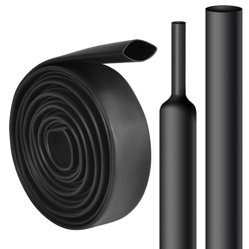 2 Inch Heat Shrink Tubing - 5 Ft 3:1Ratio Waterproof Heat Shrink Tubin - Adhesive Lined,Dual Wall Adhesive Shrinkable Wire Wrap Tube - Black - color: Black, size: 2"(50mm)-5Ft