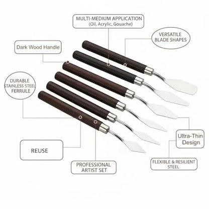 7 PCS Palette Knife Set, Flexible Steel Spatulas for Acrylic & Oil - color: Red
