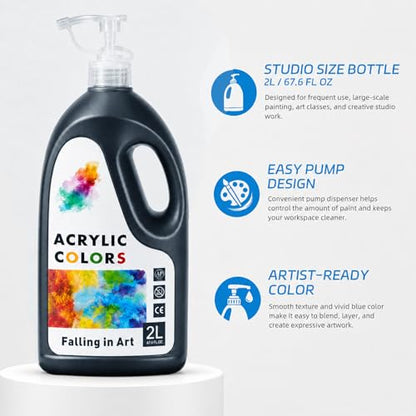Falling in Art Large 135.2 Oz Black&White Acrylic Paint, Non-Toxic - color: Black and Titanium White