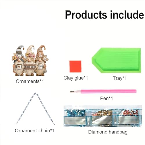 AIBOERL Diamond Art Kits for Adults, Gnome Acrylic Hanging Suncatcher - color: DP03579
