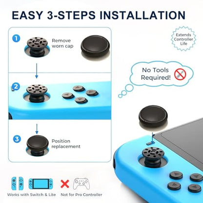 Ferkurn Joystick Replacement Cap Thumb Grip for Switch OLED Joycon & Switch Lite, Joycon Grip Button Stick Cover 3D Analog Cap Skin Replacement Part Repair Kit Accessories, 6PCS - color: Grey