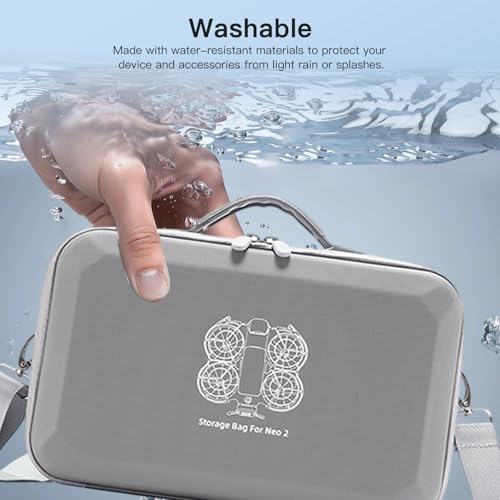 Carrying Case for DJI Neo 2, PU Hard Shell with Shoulder Strap,Compatible with DJI Neo 2 and Drone Accessories, Soft Lining, with Mesh Pocket,Gray