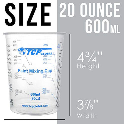 TCP Global 20 oz. (600ml) Graduated Plastic Mixing Cups - Box of 100