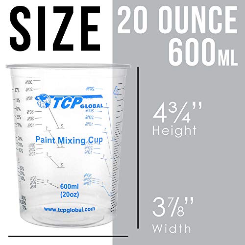 TCP Global 20 oz. (600ml) Graduated Plastic Mixing Cups - Box of 25
