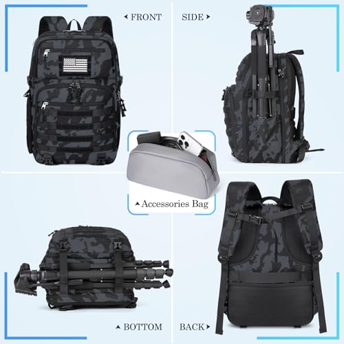 SDYSM Waterproof Camera Backpack 15.6 Inch,Camera Bags for Photographers - color: Camouflage Blue